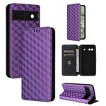 For Google Pixel 8a Cubic Grid Texture Flip Leather Phone Case(Purple)