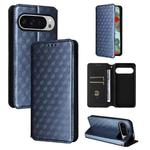 For Google Pixel 9 Pro XL Cubic Grid Texture Flip Leather Phone Case(Blue)