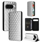 For Google Pixel 9 Pro XL Cubic Grid Texture Flip Leather Phone Case(Silver)