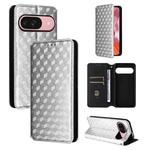 For Google Pixel 9 / Pixel 9 Pro Cubic Grid Texture Flip Leather Phone Case(Silver)