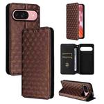 For Google Pixel 9 / Pixel 9 Pro Cubic Grid Texture Flip Leather Phone Case(Brown)