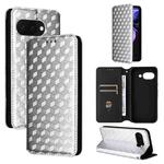For Google Pixel 9a Cubic Grid Texture Flip Leather Phone Case(Silver)