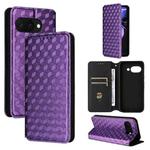 For Google Pixel 9a Cubic Grid Texture Flip Leather Phone Case(Purple)