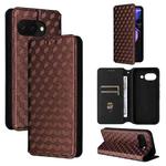 For Google Pixel 9a Cubic Grid Texture Flip Leather Phone Case(Brown)