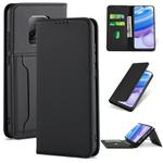 For Xiaomi Redmi 10X 5G Strong Magnetism Shockproof Horizontal Flip Liquid Feel Leather Case with Holder & Card Slots & Wallet(Black)