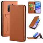 For Xiaomi Redmi 10X 5G Strong Magnetism Shockproof Horizontal Flip Liquid Feel Leather Case with Holder & Card Slots & Wallet(Brown)