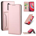For Xiaomi Redmi Note 8 Pro Strong Magnetism Shockproof Horizontal Flip Liquid Feel Leather Case with Holder & Card Slots & Wallet(Rose Gold)