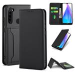 For Xiaomi Redmi Note 8T(India Version) Strong Magnetism Shockproof Horizontal Flip Liquid Feel Leather Case with Holder & Card Slots & Wallet(Black)