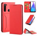 For Xiaomi Redmi Note 8T(India Version) Strong Magnetism Shockproof Horizontal Flip Liquid Feel Leather Case with Holder & Card Slots & Wallet(Red)