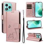 For Honor 400 Lite Adorable Cat Embossed Pattern Flip Leather Phone Case(Rose Gold)