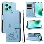 For Honor 400 Lite Adorable Cat Embossed Pattern Flip Leather Phone Case(Sky Blue)