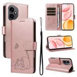 For Honor 400 Global 156.5mm Adorable Cat Embossed Pattern Flip Leather Phone Case(Rose Gold)
