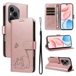 For Honor 400 Pro Global 160.8mm Adorable Cat Embossed Pattern Flip Leather Phone Case(Rose Gold)