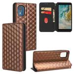 For Nokia C02 Cubic Grid Texture Flip Leather Phone Case(Brown)