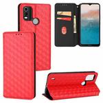 For Nokia C21 Plus Cubic Grid Texture Flip Leather Phone Case(Red)