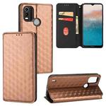 For Nokia C21 Plus Cubic Grid Texture Flip Leather Phone Case(Brown)