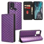 For Nokia C22 Cubic Grid Texture Flip Leather Phone Case(Purple)