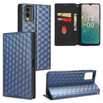 For Nokia C32 Cubic Grid Texture Flip Leather Phone Case(Blue)