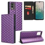 For Nokia C32 Cubic Grid Texture Flip Leather Phone Case(Purple)