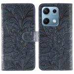 For Redmi Note 14S 4G Global Lace Flower Embossing Flip Leather Phone Case(Dark Blue)