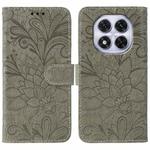 For Redmi Note 14 Pro 4G Global Lace Flower Embossing Flip Leather Phone Case(Grey)