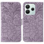 For Redmi Note 14 4G 163.25mm Global Lace Flower Embossing Flip Leather Phone Case(Purple)