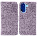 For Redmi A5 4G 173.3mm Lace Flower Embossing Flip Leather Phone Case(Purple)