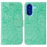 For Redmi A5 4G 173.3mm Lace Flower Embossing Flip Leather Phone Case(Green)
