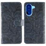 For Redmi A5 4G 173.3mm Lace Flower Embossing Flip Leather Phone Case(Dark Blue)