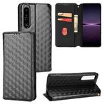 For Sony Xperia 1 IV Cubic Grid Texture Flip Leather Phone Case(Black)