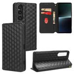 For Sony Xperia 1 V Cubic Grid Texture Flip Leather Phone Case(Black)