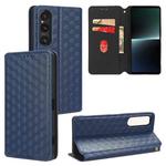 For Sony Xperia 1 V Cubic Grid Texture Flip Leather Phone Case(Blue)