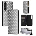 For Sony Xperia 1 VI Cubic Grid Texture Flip Leather Phone Case(Silver)