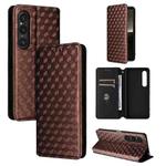 For Sony Xperia 1 VI Cubic Grid Texture Flip Leather Phone Case(Brown)