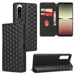 For Sony Xperia 5 IV Cubic Grid Texture Flip Leather Phone Case(Black)