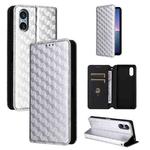 For Sony Xperia 5 V Cubic Grid Texture Flip Leather Phone Case(Silver)