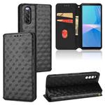 For Sony Xperia 10 III Cubic Grid Texture Flip Leather Phone Case(Black)
