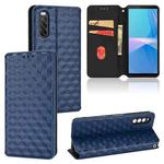For Sony Xperia 10 III Cubic Grid Texture Flip Leather Phone Case(Blue)
