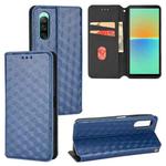For Sony Xperia 10 IV Cubic Grid Texture Flip Leather Phone Case(Blue)