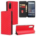 For Sony Xperia 10 V Cubic Grid Texture Flip Leather Phone Case(Red)