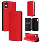 For Sony Xperia 10 VI Cubic Grid Texture Flip Leather Phone Case(Red)