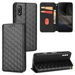 For Sony Xperia Ace II Cubic Grid Texture Flip Leather Phone Case(Black)