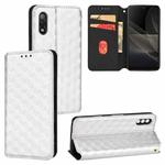 For Sony Xperia Ace II Cubic Grid Texture Flip Leather Phone Case(Silver)
