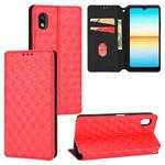 For Sony Xperia Ace III Cubic Grid Texture Flip Leather Phone Case(Red)
