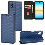 For Sony Xperia Ace III Cubic Grid Texture Flip Leather Phone Case(Blue)