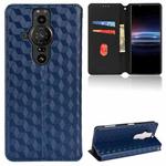 For Sony Xperia Pro-I Cubic Grid Texture Flip Leather Phone Case(Blue)
