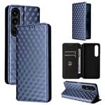 For Sony Xperia 1 VII Cubic Grid Texture Flip Leather Phone Case(Blue)