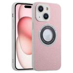 For iPhone 15 Plus Glitter Lens MagSafe Magnetic Phone Case(Pink)