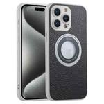 For iPhone 15 Pro Glitter Lens MagSafe Magnetic Phone Case(Black)