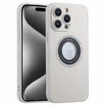 For iPhone 15 Pro Glitter Lens MagSafe Magnetic Phone Case(White)